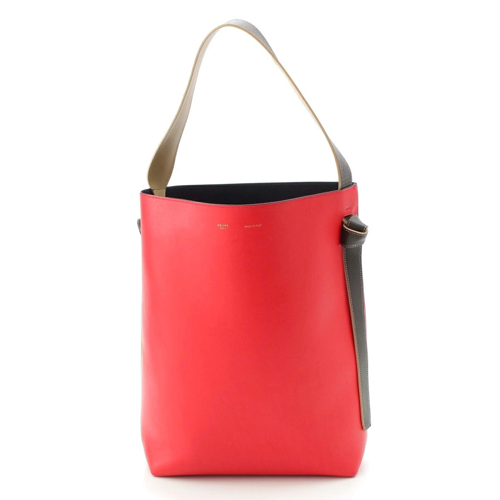 Celine Twisted Cabas Hobo Bag Bicolor Red Pink